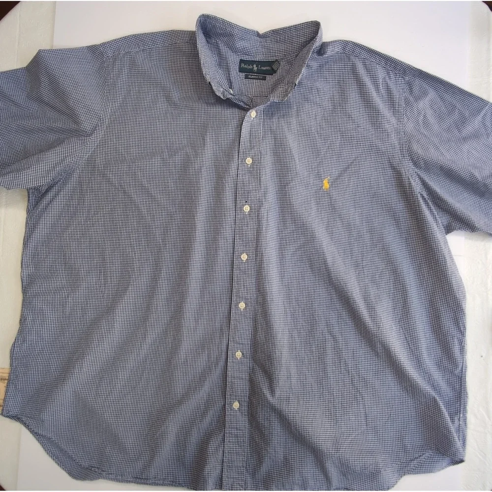 Polo Ralph Lauren Short Sleeve Button Down Oxford Shirt Mens 3XB Gingham Check